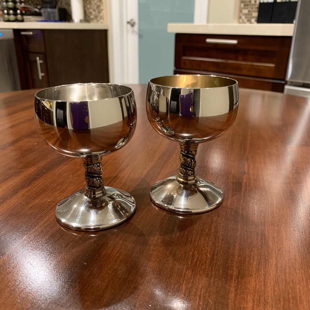 Vintage Silver Plated Wine Goblets from Spain
